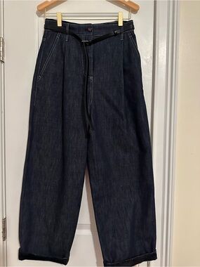 Giorgio Armani Dark Blue Relaxed Wide-Leg Jeans